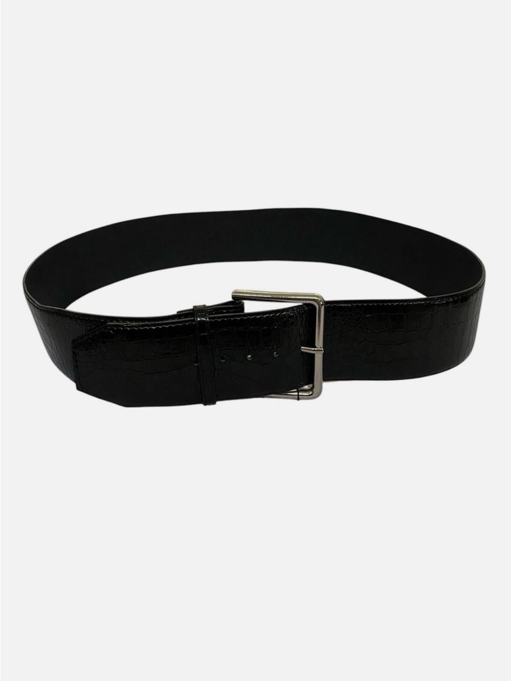 Zara Women’s Croc Embossed Faux Leather Belt Size 40